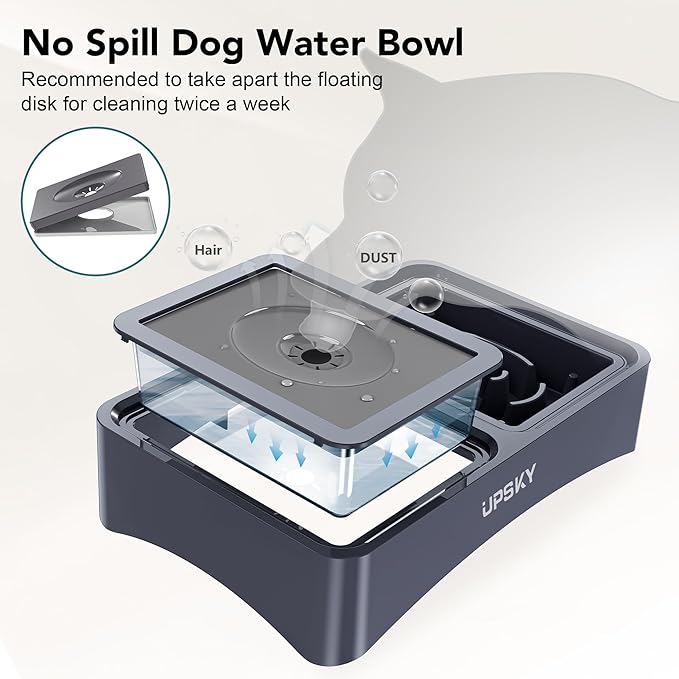 UPSKY 3-in-1 Elevated Dog Bowl Stand, Slow Feeder No Spill, Adjustable Height, Stainless Steel Food and Water Bowl for Small to Medium Dogs, Blue