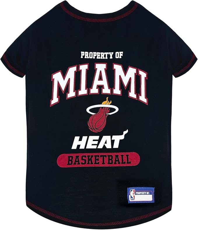 Pets First NBA Licensed Hoodies & T-shirt for Dogs & Cats, Miami Heat, X-Small