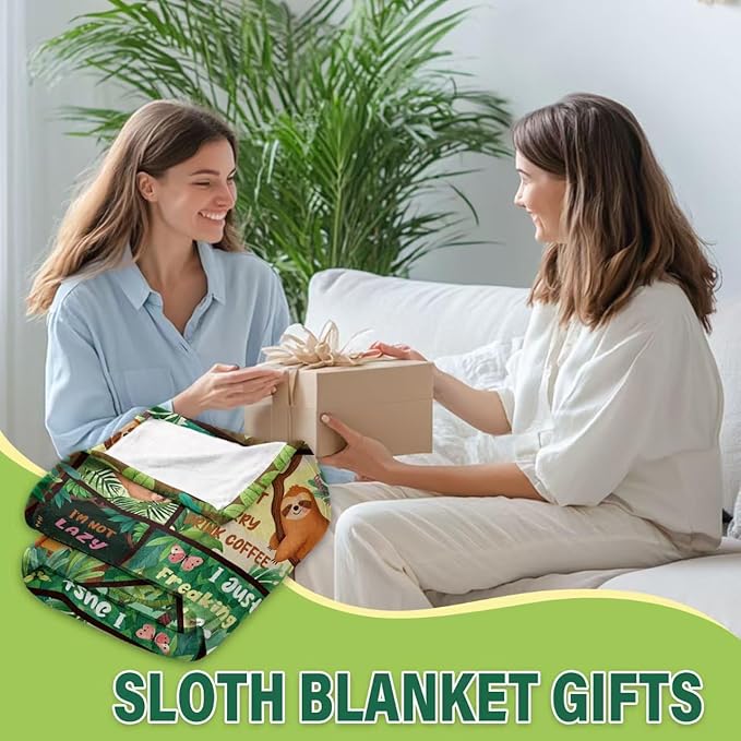 Sloth Gifts for Women, Sloth Blanket for Women, Flannel Sloth Blanket Birthday Gifts for Sloth Lovers, Ideal Sloth Decor on Spceial Occasions, Sloth Throw Blanket 50x60 in