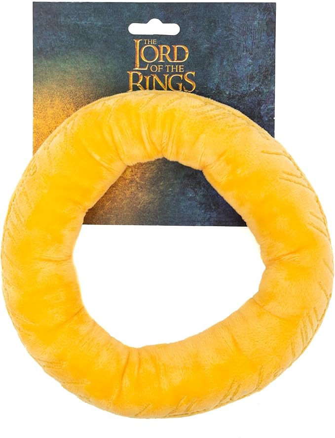 Buckle-Down The Lord of The Rings Squeaky Plush Dog Toy for Large, Medium & Small Dogs, The One Ring Golden Yellow, 2" x 7.5"