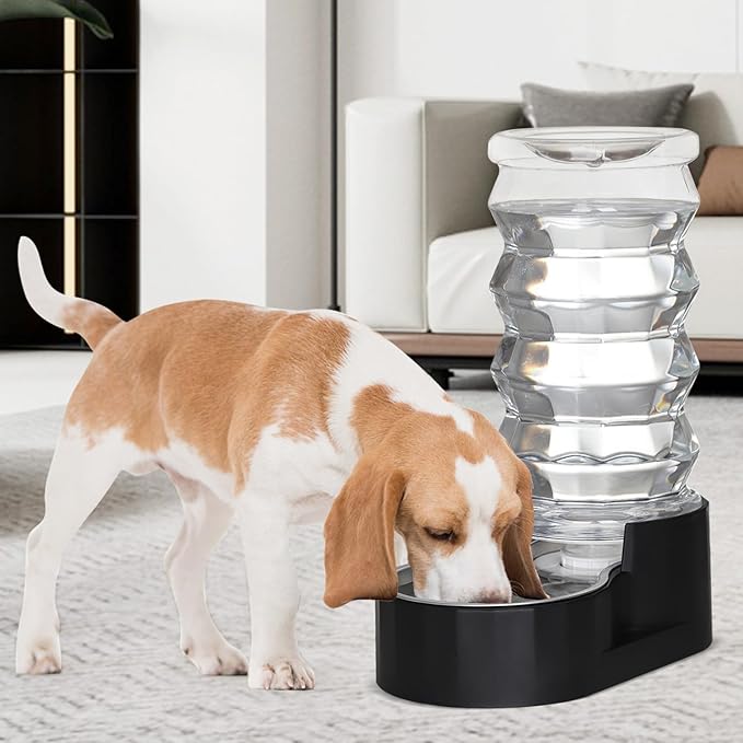 8L Automatic Pet Waterer, 100% BPA Free, Stainless Steel Gravity Feeder, Convenient Drinking Water Dispenser Designed for Dogs and Cats (Black, 8L)