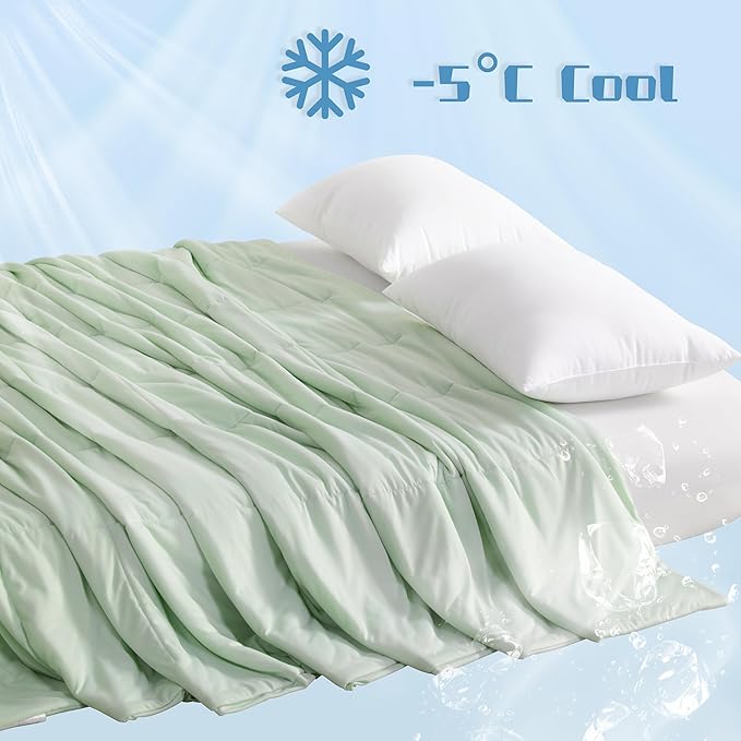 NTBAY Cooling Comforter King - Japanese Double-Sided Cold Tech Fabric Cooling Blanket for Hot Sleepers, Q-Max 0.45, All-Season Lightweight Blanket to Quickly Cool Down, 104x90 Inches, Mint Green