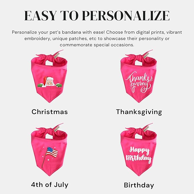 Premium Solid Pink Dog Bandana, Luxury Soft Cotton Adjustable Triangle Scarf for Medium Dogs, Comfortable, Stylish, and Customizable for All Seasons, Dog Accessories
