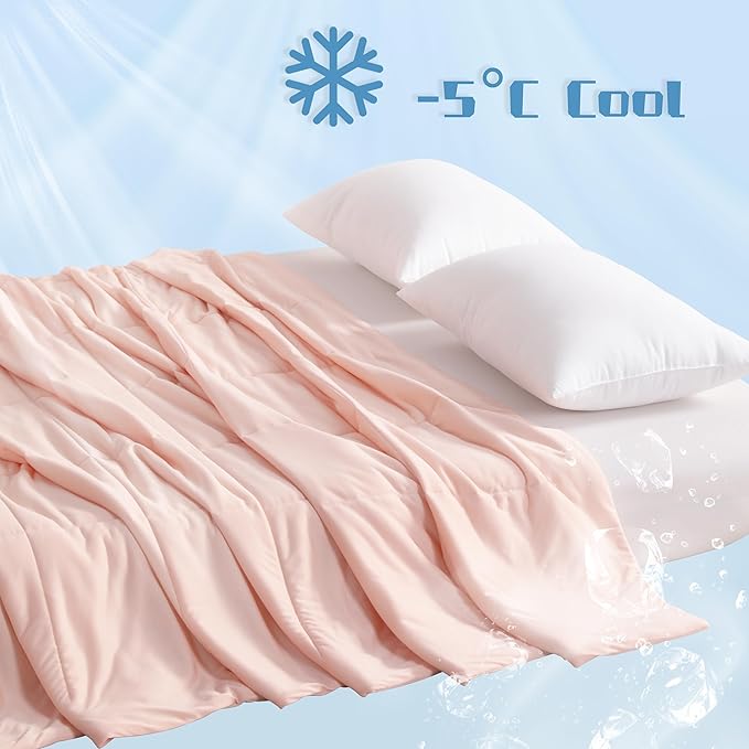 NTBAY Cooling Throw Blanket, Japanese Double-Sided Cold Tech Fabric Cooling Blanket for Dogs, Q-Max 0.43, 50x60 Inches, Coral Pink