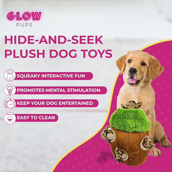Tree with Hide & Seek Plush Owls, Squeaky & Puzzle Toys for Small & Medium Dogs, Multipack (Tree with Owls)