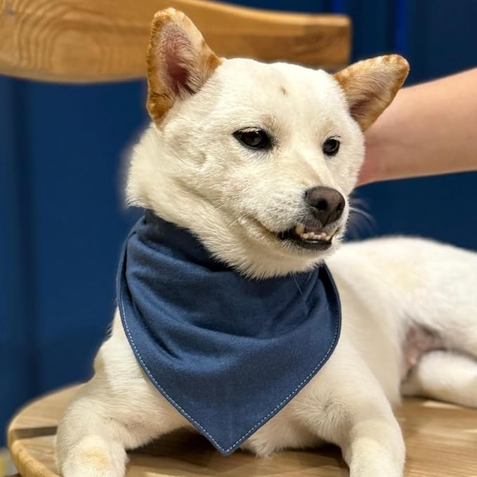 Premium Solid Navy Dog Bandana, Luxury Soft Cotton Adjustable Triangle Scarf for Large Dogs, Comfortable, Stylish, and Customizable for All Seasons, Dog Accessories