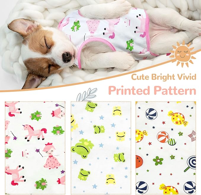 PETCARE 3 Pack Premium 95% Cotton Small Dog Shirts Clothes - Soft Cute Puppy Outfits - Comfort Fashion Dog Shirt Vest for Small Dogs Cats Shih Tzu Doggy Kitten Chihuahua Yorkie Clothes Pajamas