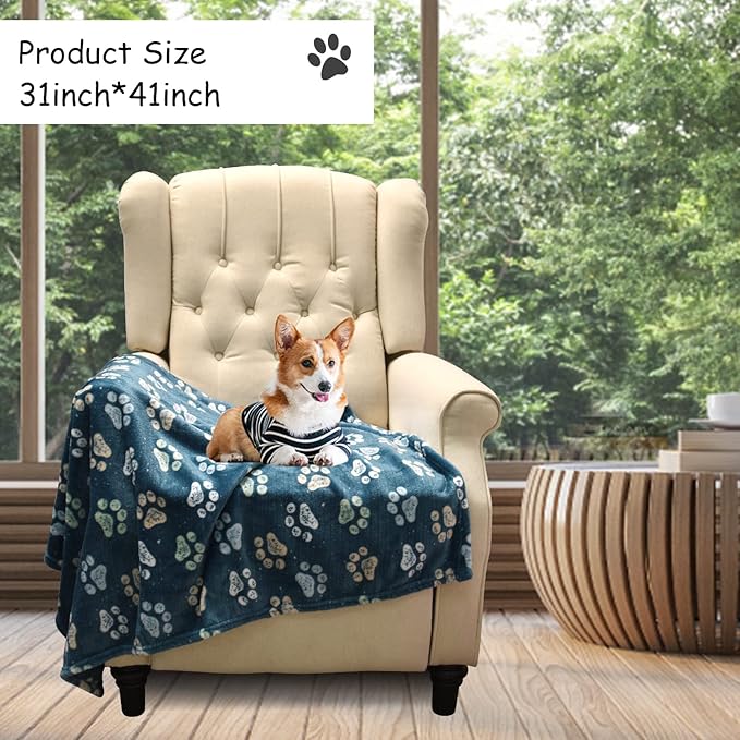 1 Pack 3 Dog Blankets - Super Soft Fluffy Premium Fleece Pet Blanket - Medium & Large Sizes - Gray & Blue - 31x41 inch