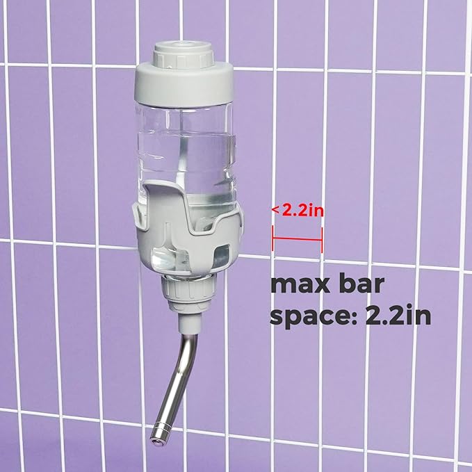 Vannon Dog Water Dispenser for Cage, 15oz Auto Feeding Crate Water Bottle for Dogs, Cats & Rabbits, Pet Nozzle Diameter: 12mm, BPA Free, Grey