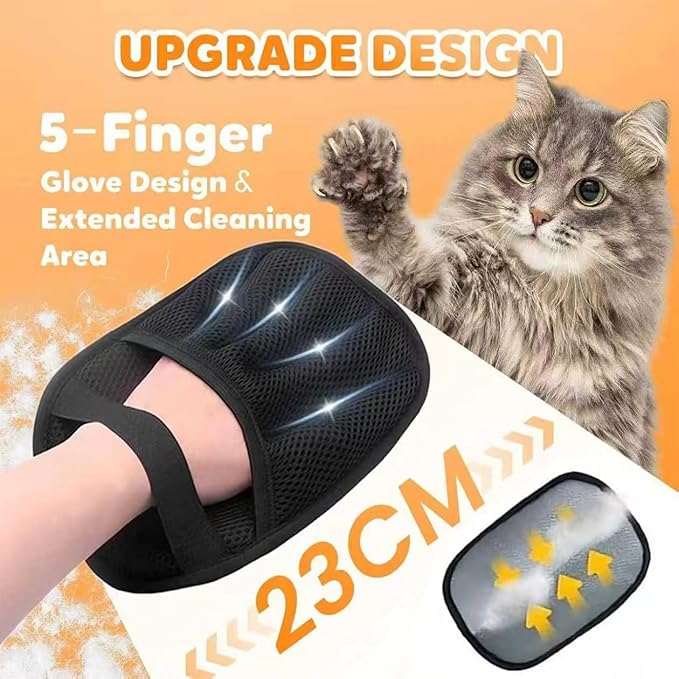 3 Pack The Magic Brush Pet Hair Remover Glove for Cats & Dogs, Pro Five-Finger Electrostatic Pet Hair Removal Gloves, Reusable & Washable Pet Hair Removal Tool for Couch, Clothing, Carpet, Car Seat
