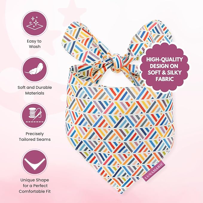 Luxury Pet Birthday Bandanas -Premium & Silky Poly Fabric | 100% Handmade | Custom Shape Dual Layered (Xena, Medium)