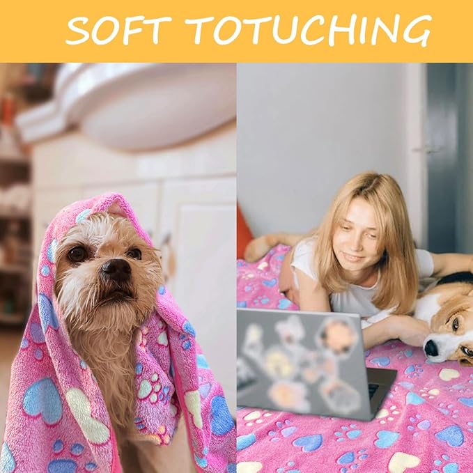 1 Pack 3 Dog Blankets for Medium Dogs, Super Soft Flannel Pet Blanket Mat - 30 x 20in, Cute Claw Pattern