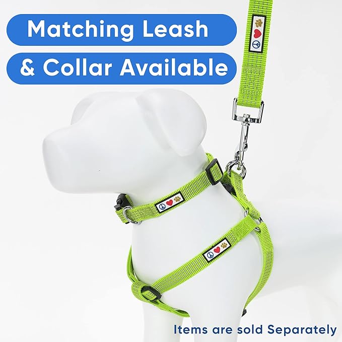 Pawtitas Medium Dog Harness - Adjustable, Reflective, Step-in Vest for Senior Dogs and Puppies - Green, Size S