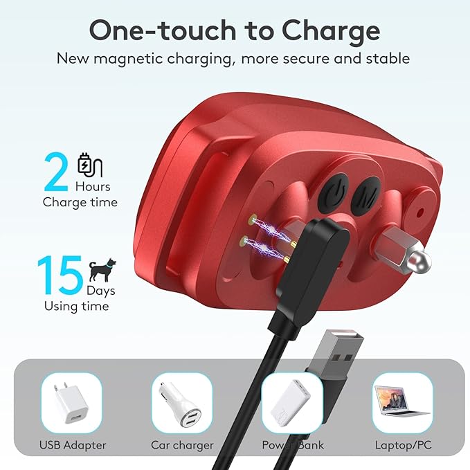 Dog Bark Collar for Large Medium Small Dogs, Rechargeable Smart Bark Collar, Anti Barking Training Collar with 5 Adjustable Sensitivity Beep Vibration (Red)