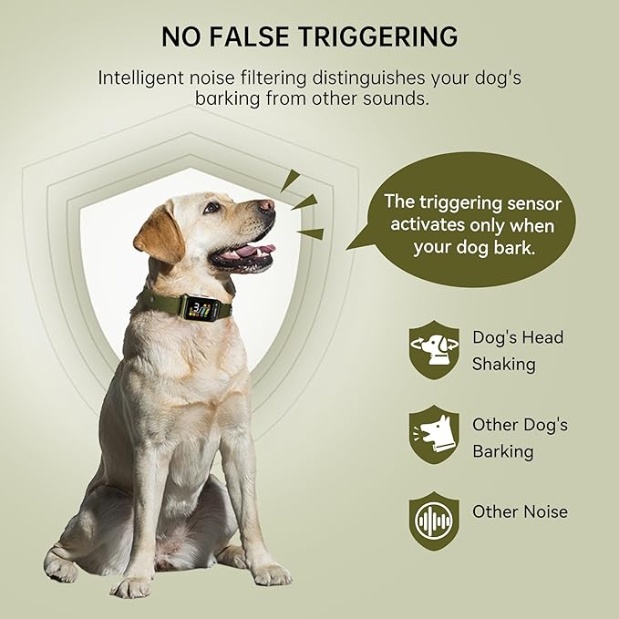Bark Collar-Rechargeable Smart Barking Collar- Anti Bark Training Collar with Adjustable Sensitivity Beep Vibration Shock- Bark Shock Collar for Small Large Medium Dogs