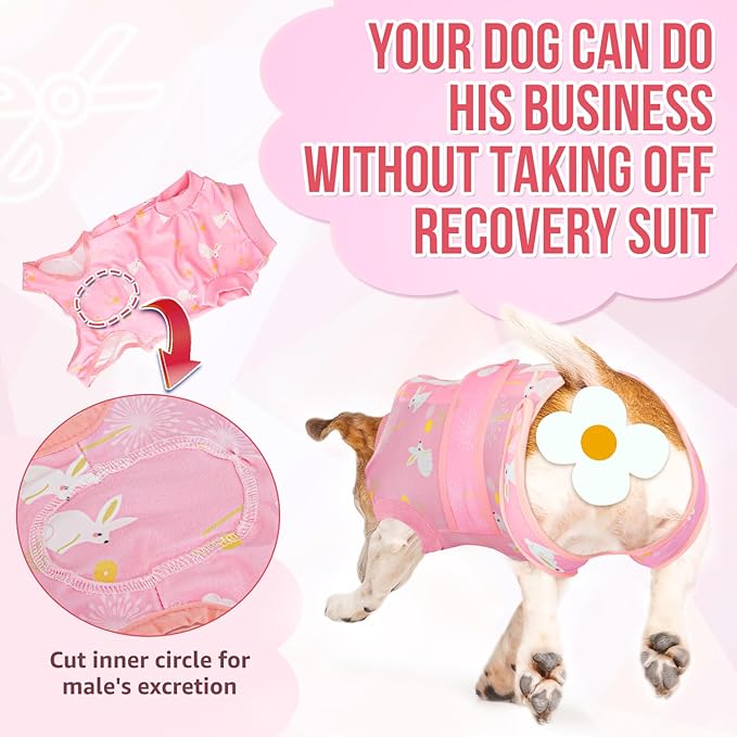 Lukovee Recovery Suit for Dogs, Zipper-On Onesie for Female Male Dog, Abdominal Wounds Cone E-Collar Alternative, Prevent Licking Spay (X-Large, A-Pink)