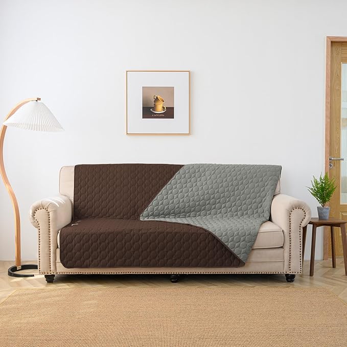 100% Double-Sided Waterproof Dog Bed Set Sofa Furniture Kid's Cat/Dog Blanket Sofa Pet Mattress, Dog Blanket for Couch Protection,Double-Sided (82"x102"(1 Per Pack), Coffee/Grey)
