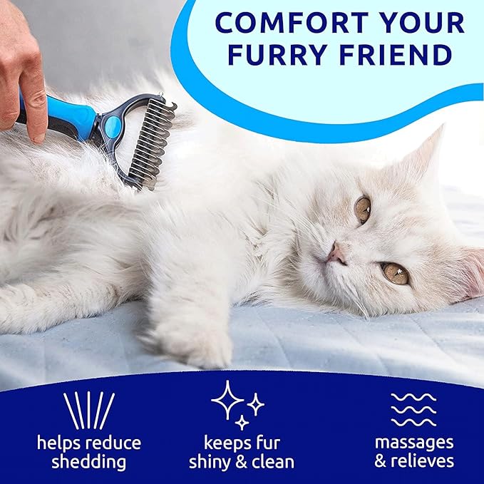 Star Dib - Dog Grooming Brush | Pet Undercoat Dematting Rake with Rounded Teeth. Dog Comb for Detangling, Thinning, & Deshedding All Hair Types. Tool for Long Haired Shedding Dogs