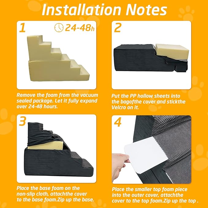 28" H Dog Stairs for Large Dogs 6-Steps Dog Ramps for High Beds and Couch Non-Slip Extra Wide Pet Stairs for Old Dogs and Puppy and Cat - Stable & Durable Pet Steps with Machine Washable Cover Indoor