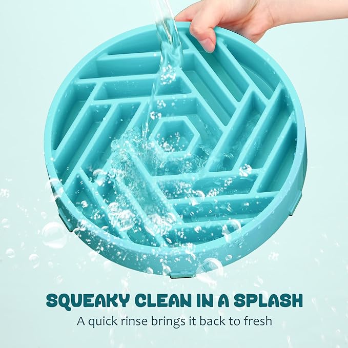 WHIPPY Slow Feeder Dog Bowl, Puzzle Maze Design to Slow Down Eating, 3-Cup Capacity, Anti-Gulping Food Bowl for Medium & Large Dogs,Sky Blue