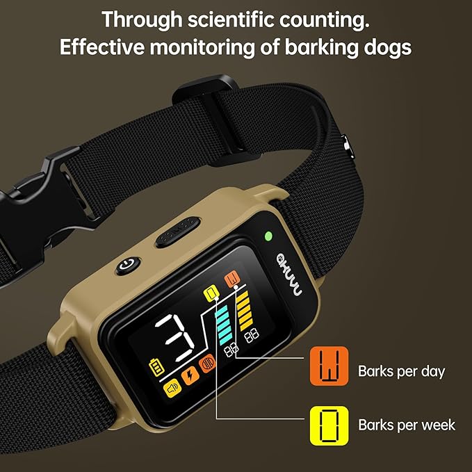 Bark Collar-Rechargeable Smart Barking Collar- Anti Bark Training Collar with Adjustable Sensitivity Beep Vibration Shock- Bark Shock Collar for Small Large Medium Dogs