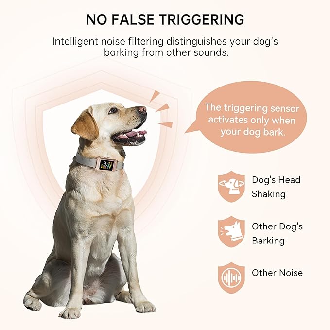 Bark Collar-Rechargeable Smart Barking Collar- Anti Bark Training Collar with Adjustable Sensitivity Beep Vibration Shock- Bark Shock Collar for Small Large Medium Dogs