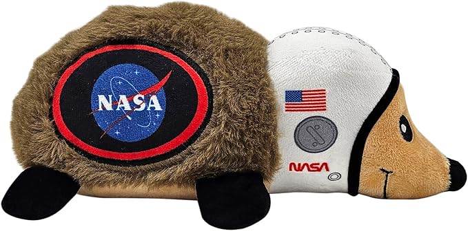 NASA Plush Hedgehog Toy for Dogs & Cats, Cool Soft Pet Toy for Fun and Interactive Play, Dog Chew Toy with Squeaker