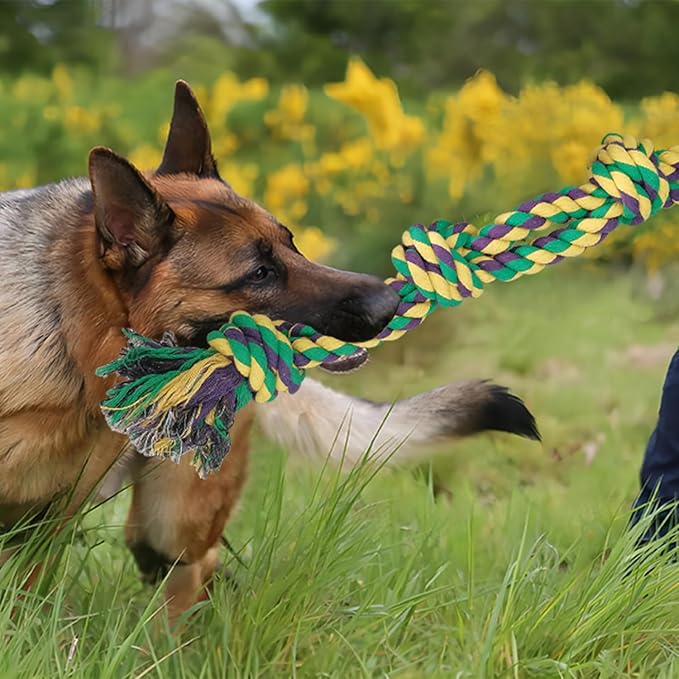 2 Pack Dog Rope Toys, Indestructible Dog Toy for Large/Medium Aggressive Chewers, Tough Chew Rope Tug of War for Dogs, Interactive Rope Toy for Boredom, Teeth Cleaning (390g/each)