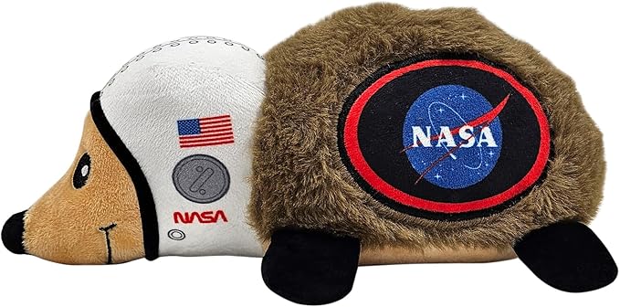 NASA Plush Hedgehog Toy for Dogs & Cats, Cool Soft Pet Toy for Fun and Interactive Play, Dog Chew Toy with Squeaker