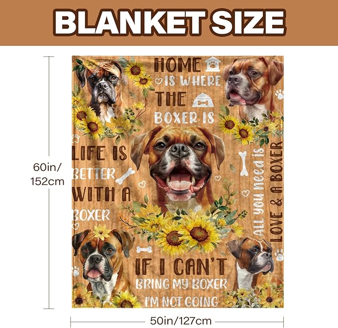 Boxer Dog Gifts for Women Men, Soft Flannel Boxer Blanket Gifts for Boxers Fighters, Ideal Boxer Gifts for Dog Lovers, Boxer Lover Gifts for Boxer Dog Blanket on Birthday, 50"x60"