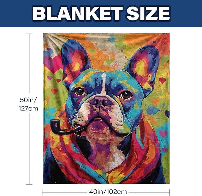 French Bulldog Gifts for Women, French Bulldog Blanket, Dog Lovers Gifts Ideas, Dog Gifts, Colorful Pet Blanket Gifts 40"x50"