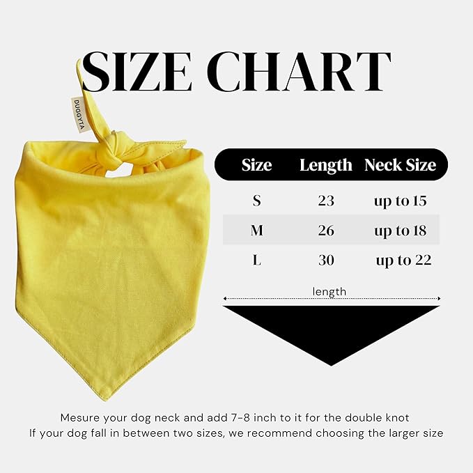 Premium Solid Yellow Dog Bandana, Luxury Soft Cotton Adjustable Triangle Scarf for Medium Dogs, Comfortable, Stylish, and Customizable for All Seasons, Dog Accessories
