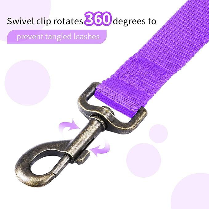 HIKISS Long Dog Leash Obedience Recall Training Agility Lead with Thickening Material for Large Dog - 15ft 20ft 30ft 50ft 100ft Training Leash(Purple 20ft)