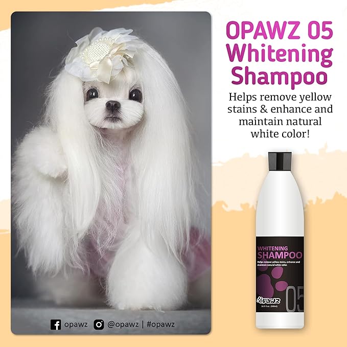 OPAWZ Whitening Purple Shampoo for Dog and Cat, Safely Remove Yellow Stains, with No Bleach, Peroxide and Sulfate, Professional Groomers Recommended Product, 16.9 oz