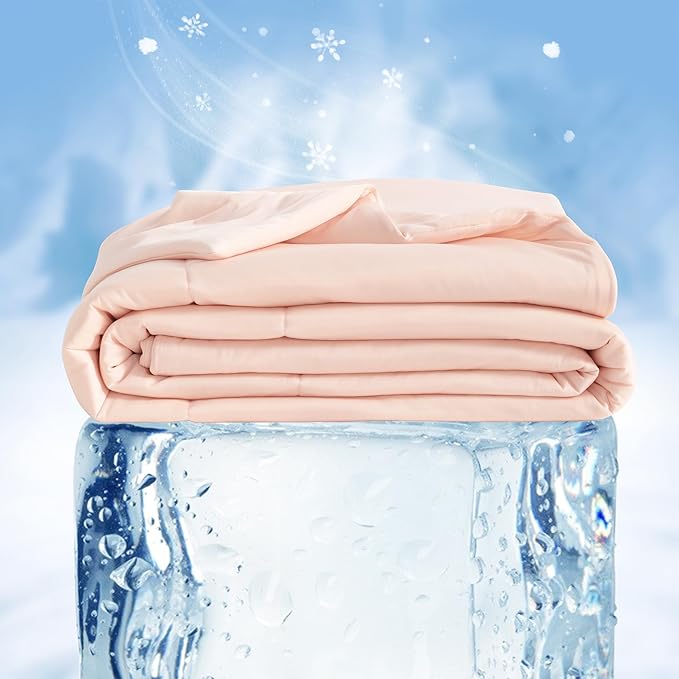NTBAY Cooling Throw Blanket, Japanese Double-Sided Cold Tech Fabric Cooling Blanket for Dogs, Q-Max 0.43, 50x60 Inches, Coral Pink