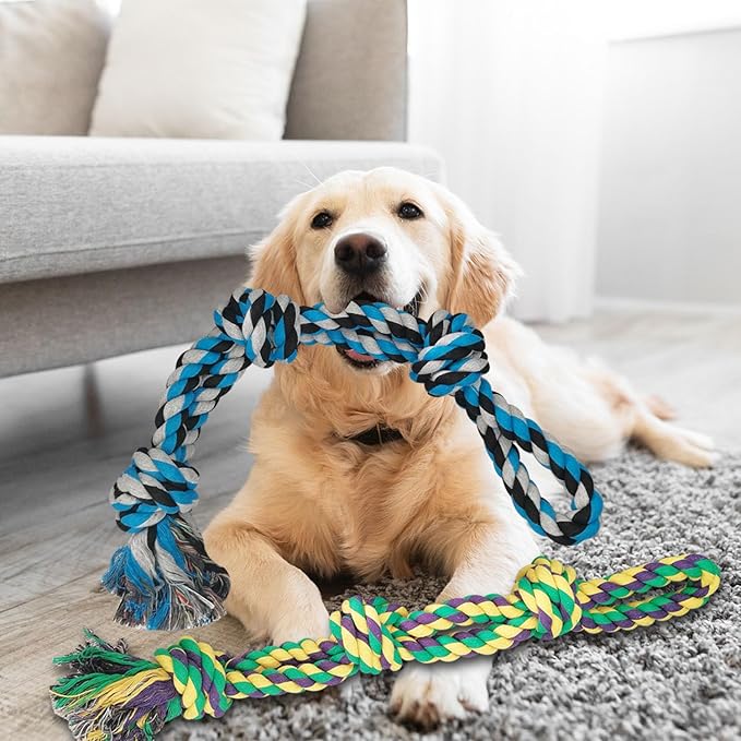 2 Pack Dog Rope Toys, Indestructible Dog Toy for Large/Medium Aggressive Chewers, Tough Chew Rope Tug of War for Dogs, Interactive Rope Toy for Boredom, Teeth Cleaning (390g/each)
