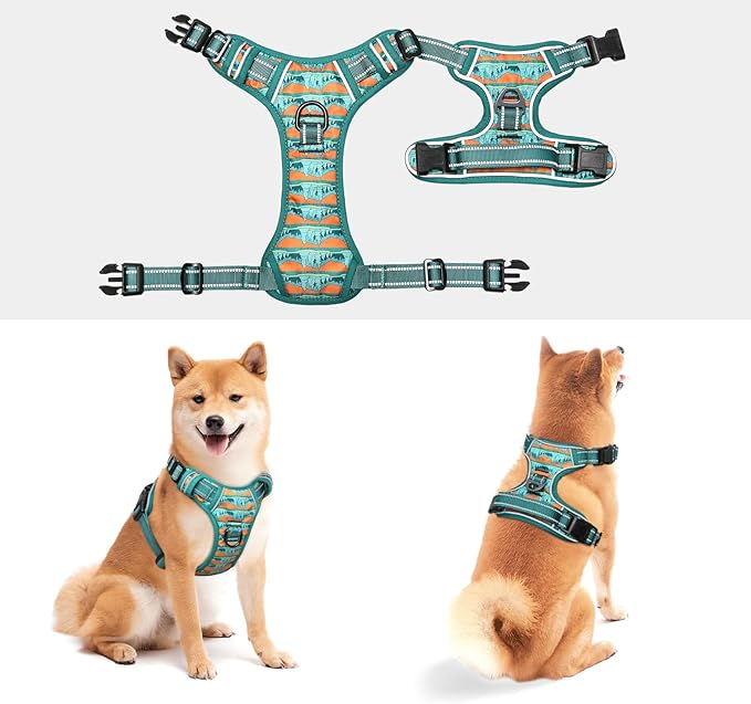 Timos No Pull Dog Harness,No Choke Front Clip Dog Reflective Harness,Adjustable Soft Padded Pet Vest with Easy Control Handle for Medium Dogs,Wilderness,M