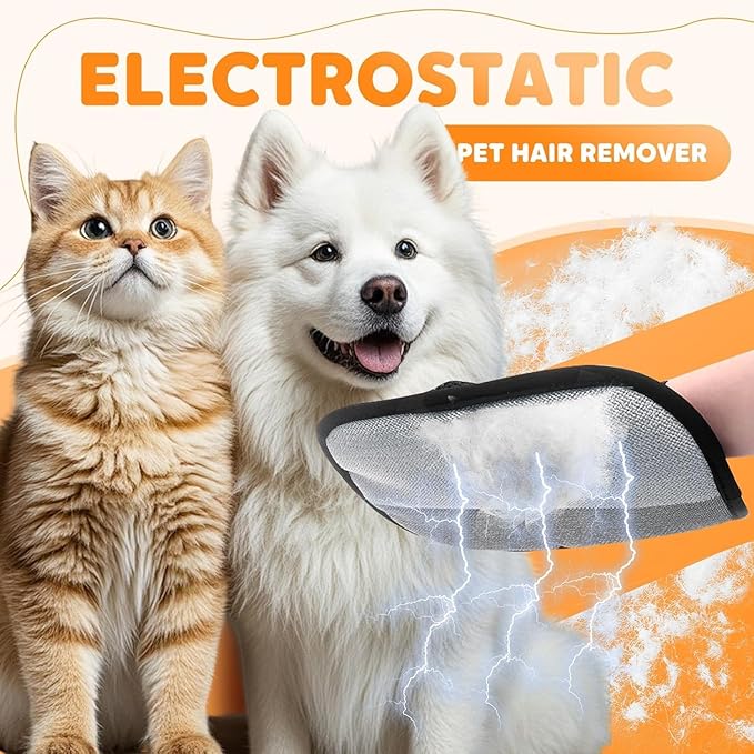 3 Pack The Magic Brush Pet Hair Remover Glove for Cats & Dogs, Pro Five-Finger Electrostatic Pet Hair Removal Gloves, Reusable & Washable Pet Hair Removal Tool for Couch, Clothing, Carpet, Car Seat
