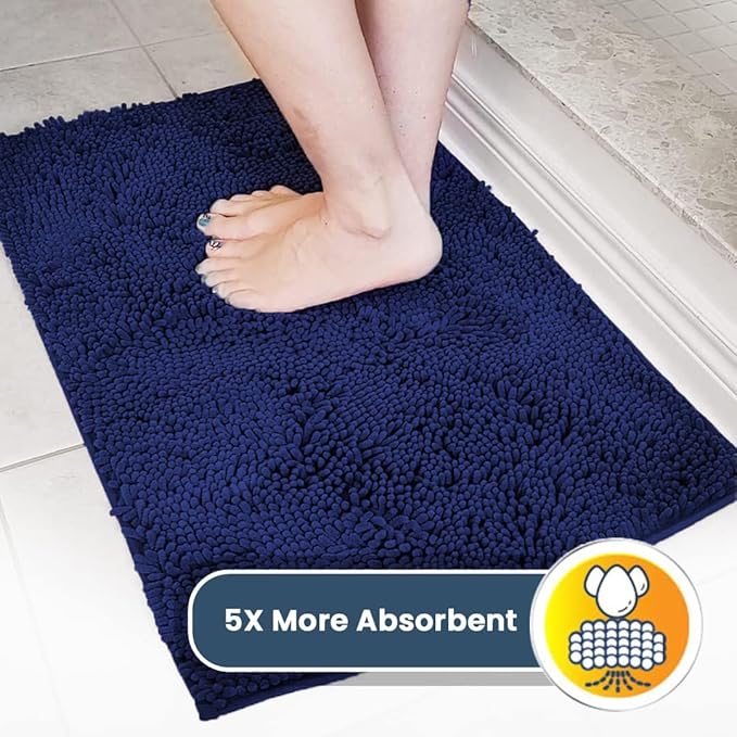 Muddy Mat® Shown on TV – Super Absorbent Microfiber Dog Door Mat for Muddy Paws, Non-Slip Washable Pet Rug, Quick Dry Chenille Entryway Carpet, Machine Washable Indoor Outdoor mat, Navy Blue 30"x19"