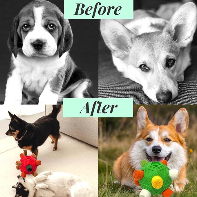 Snuffle Ball for Dog Toys Unbreakable Upgrade Ball Interactive Toy Foraging Snuffle Mat Puppy Treat Dispenser Slow Feeder Dog Puzzle Toys for Small, Medium, Large Pets (White Yellow Orange)