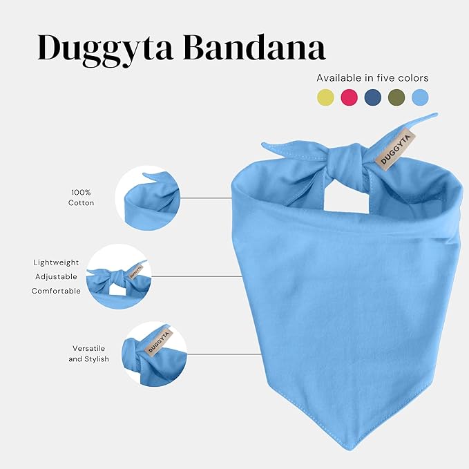 Premium Solid Blue Dog Bandana, Luxury Soft Cotton Adjustable Triangle Scarf for Large Dogs, Comfortable, Stylish, and Customizable for All Seasons, Dog Accessories