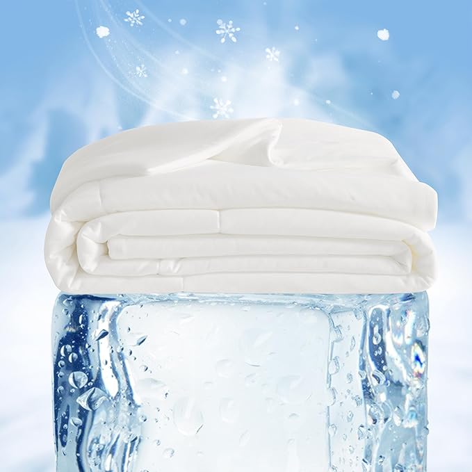 NTBAY Cooling Comforter King - Japanese Double-Sided Cold Tech Fabric Cooling Blanket for Hot Sleepers, Q-Max 0.45, All-Season Lightweight Blanket to Quickly Cool Down, 104x90 Inches, White
