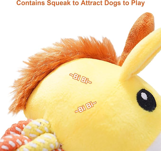 Large Squeaky Plush Giraffe Dog Toy, Durable Chew Toy for Aggressive Chewers, Interactive Tug of War Fetch Toy, Soft Rope Neck for Small Medium Large Dogs