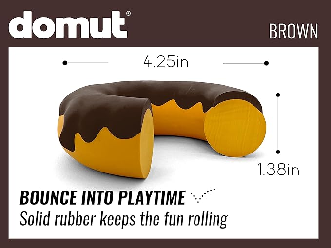 Donut Dog Toys - for Aggressive Chewers Durable Chew Toy Rubber Large Dogs & Medium Tough Heavy Duty Birthday Gift (1 x Brown)