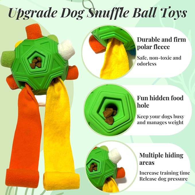 Snuffle Ball for Dog Toys Unbreakable Upgrade Ball Interactive Toy Foraging Snuffle Mat Puppy Treat Dispenser Slow Feeder Dog Puzzle Toys for Small, Medium, Large Pets (White Yellow Orange)