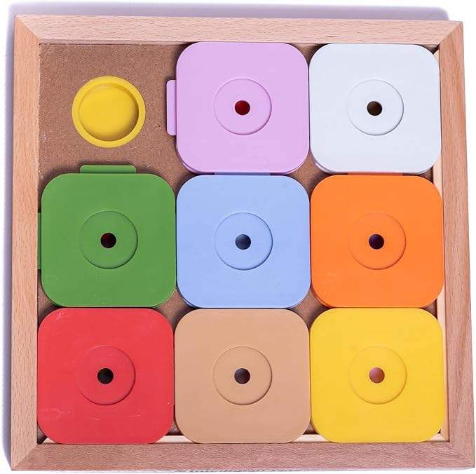 Interactive Sudoku Puzzle for Medium Dogs and Cats - Expert Brain Pet Toy - 9 Treat-Hiding Holes, Medium Wood and Plastic Design