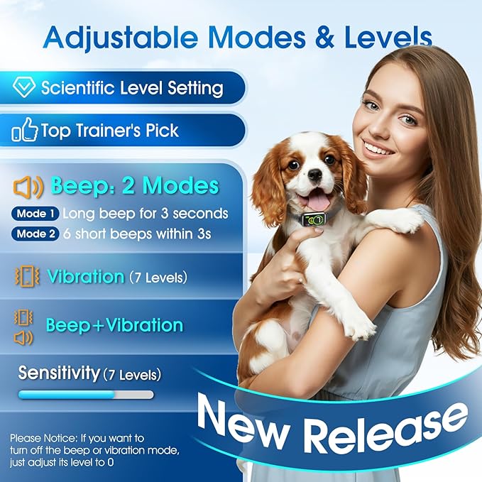 Bark Collar, Smart Dog Bark Collar, Automatic Bark Collar for Small Dogs 5-15lbs, Medium, Large Dogs, Humane Stop Anti-Barking with Beep, Vibration & 7 Adjustable Sensitivity, IP67 2 Pack