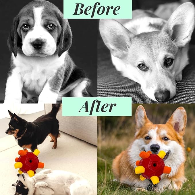 Snuffle Ball for Dog Toys Unbreakable Upgrade Ball Interactive Toy Foraging Snuffle Mat Puppy Treat Dispenser Slow Feeder Dog Puzzle Toys for Small, Medium, Large Pets (OrangeRed)