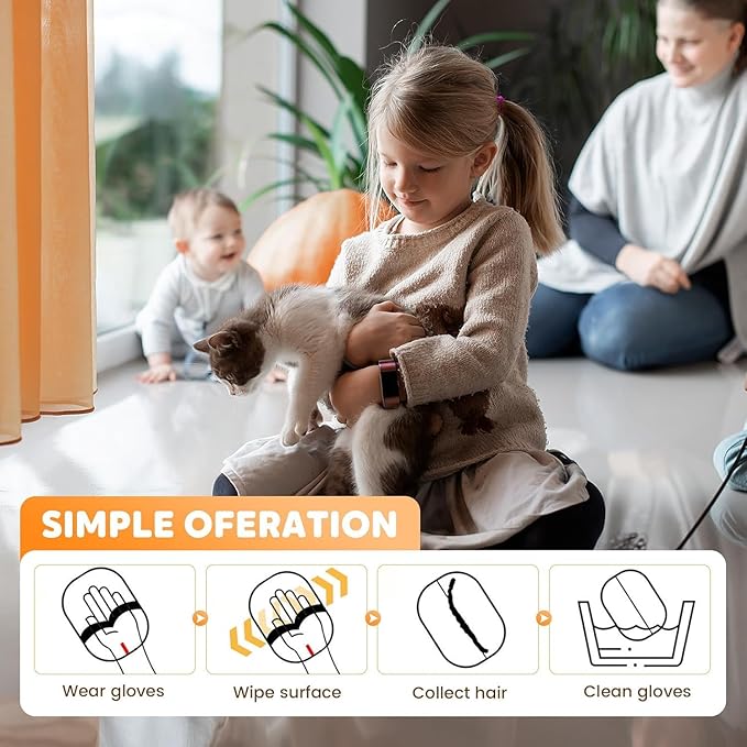 3 Pack The Magic Brush Pet Hair Remover Glove for Cats & Dogs, Pro Five-Finger Electrostatic Pet Hair Removal Gloves, Reusable & Washable Pet Hair Removal Tool for Couch, Clothing, Carpet, Car Seat