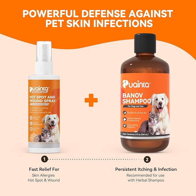 Hot Spot Spray for Dogs, Pipot Skin Spray Dogs, Itch Relief and Hot Spot Spray Treatment for Dogs, Promote Wound Healing, Supports Skin Infections and Irritations for All Animals, 8oz